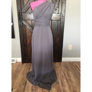 One shoulder grey formal dress